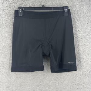 Terry Cycling Shorts Womens XL Black Padded Bike Compression Nylon Spandex